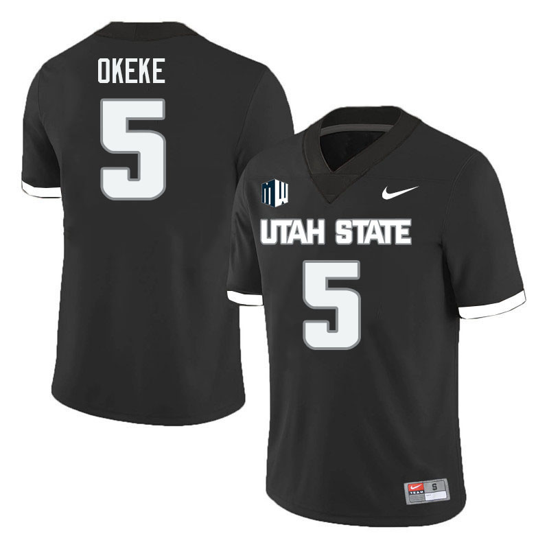 Utah State Aggies #5 Omari Okeke College Football Jerseys Stitched Sale-Black